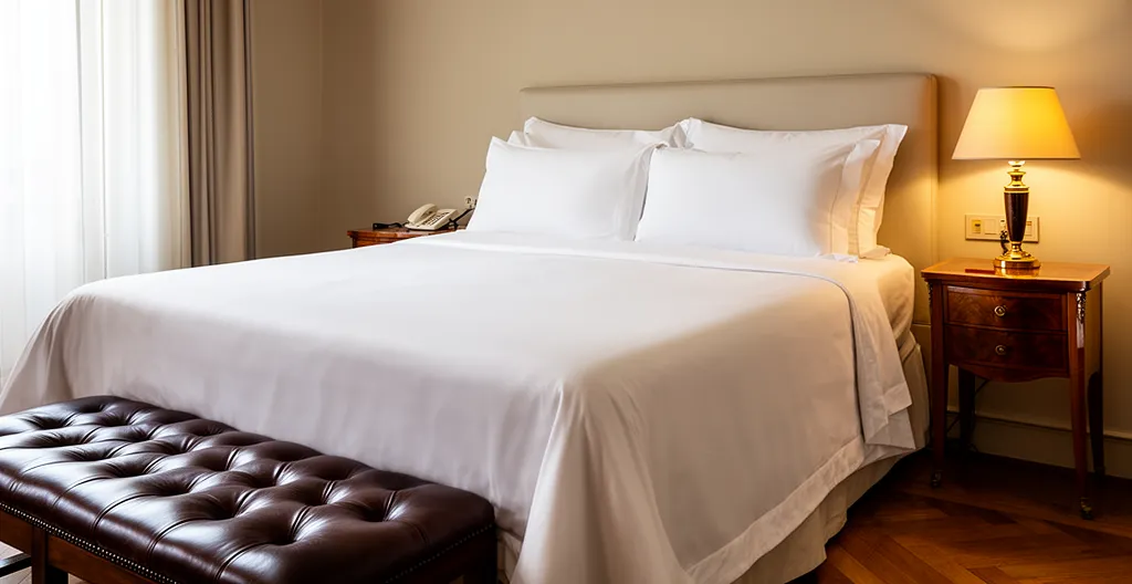 Camera d'albergo italiana con dettagli di lusso e classificazione stellare visibile