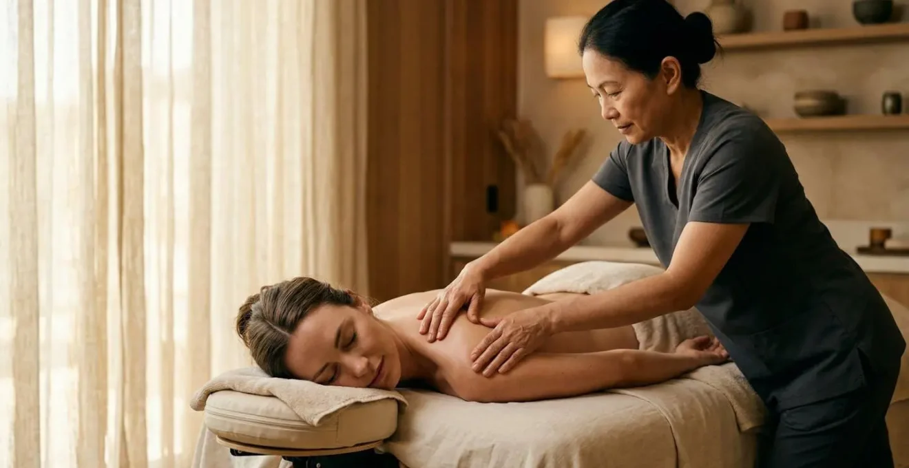 Trattamento di massaggio olistico in ambiente spa rilassante