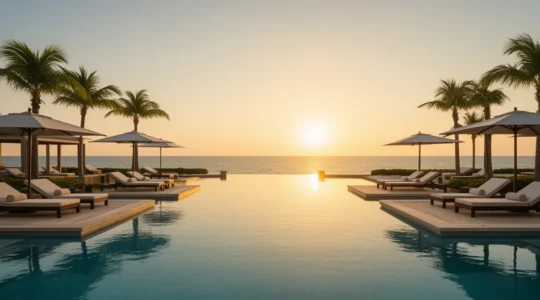 Resort all inclusive con turisti al bar della piscina che scoprono costi extra
