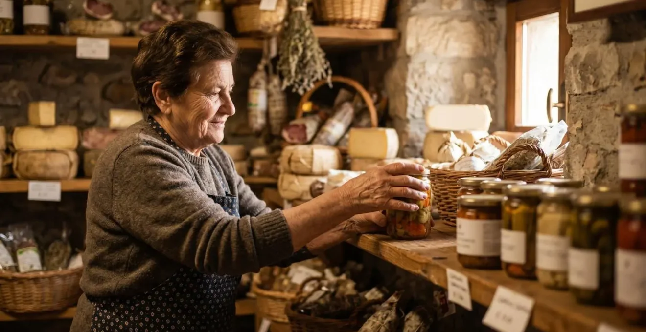 Interno di una bottega tradizionale italiana con prodotti artigianali esposti