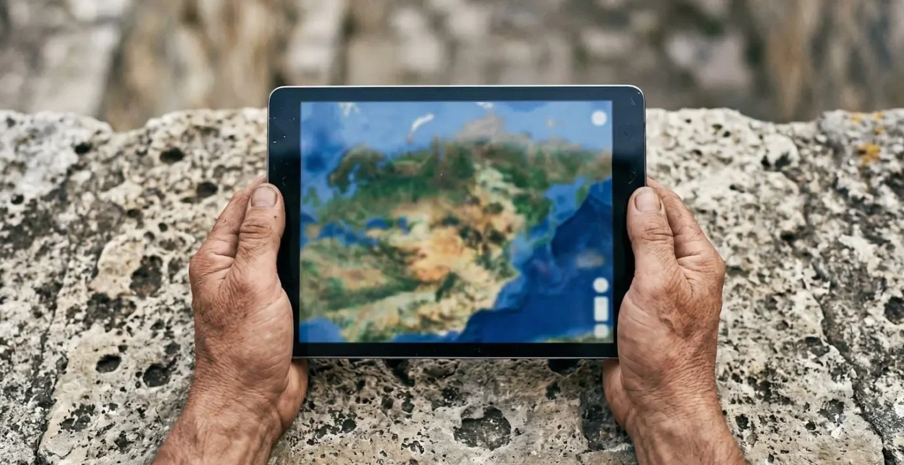 Vista satellitare di un borgo medievale italiano con dettagli topografici evidenziati