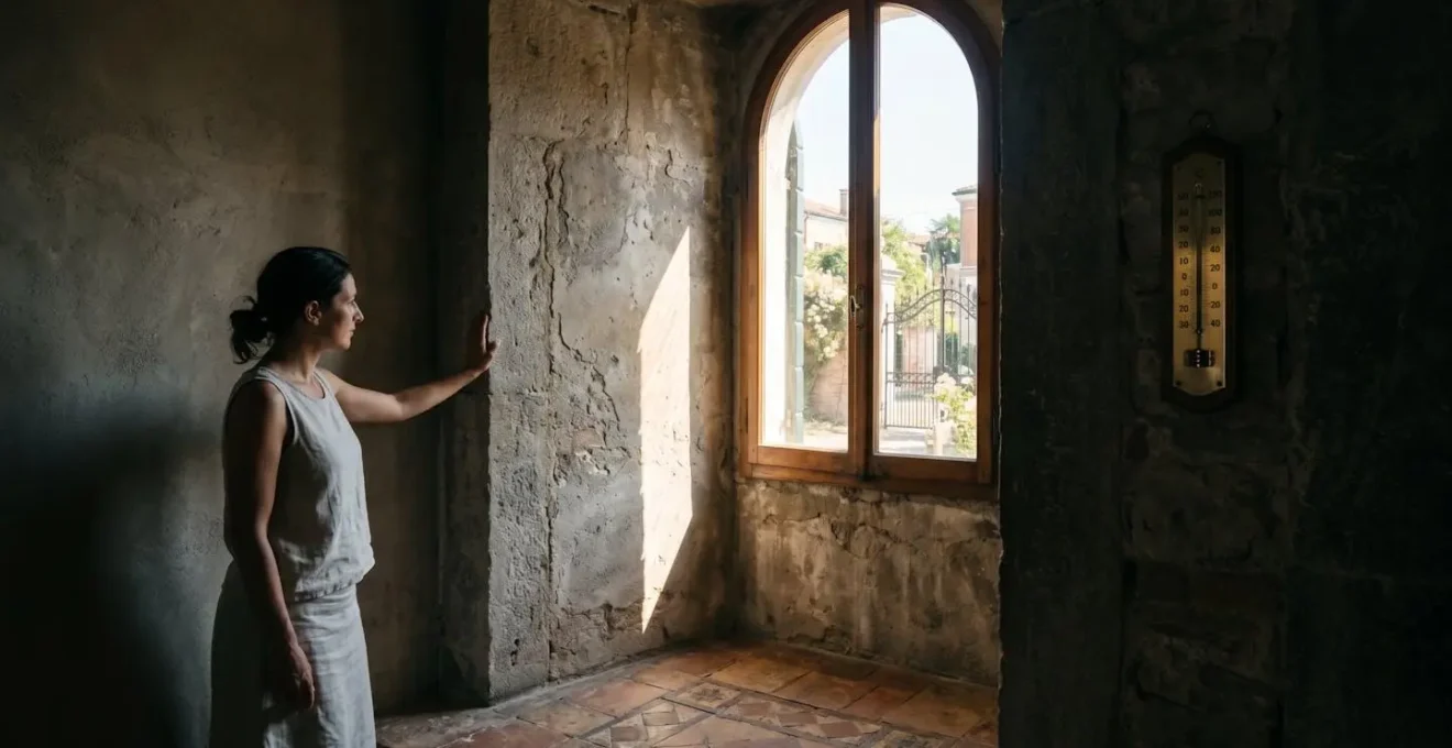 Sezione architettonica di una villa veneta che evidenzia lo spessore dei muri e il sistema di ventilazione naturale
